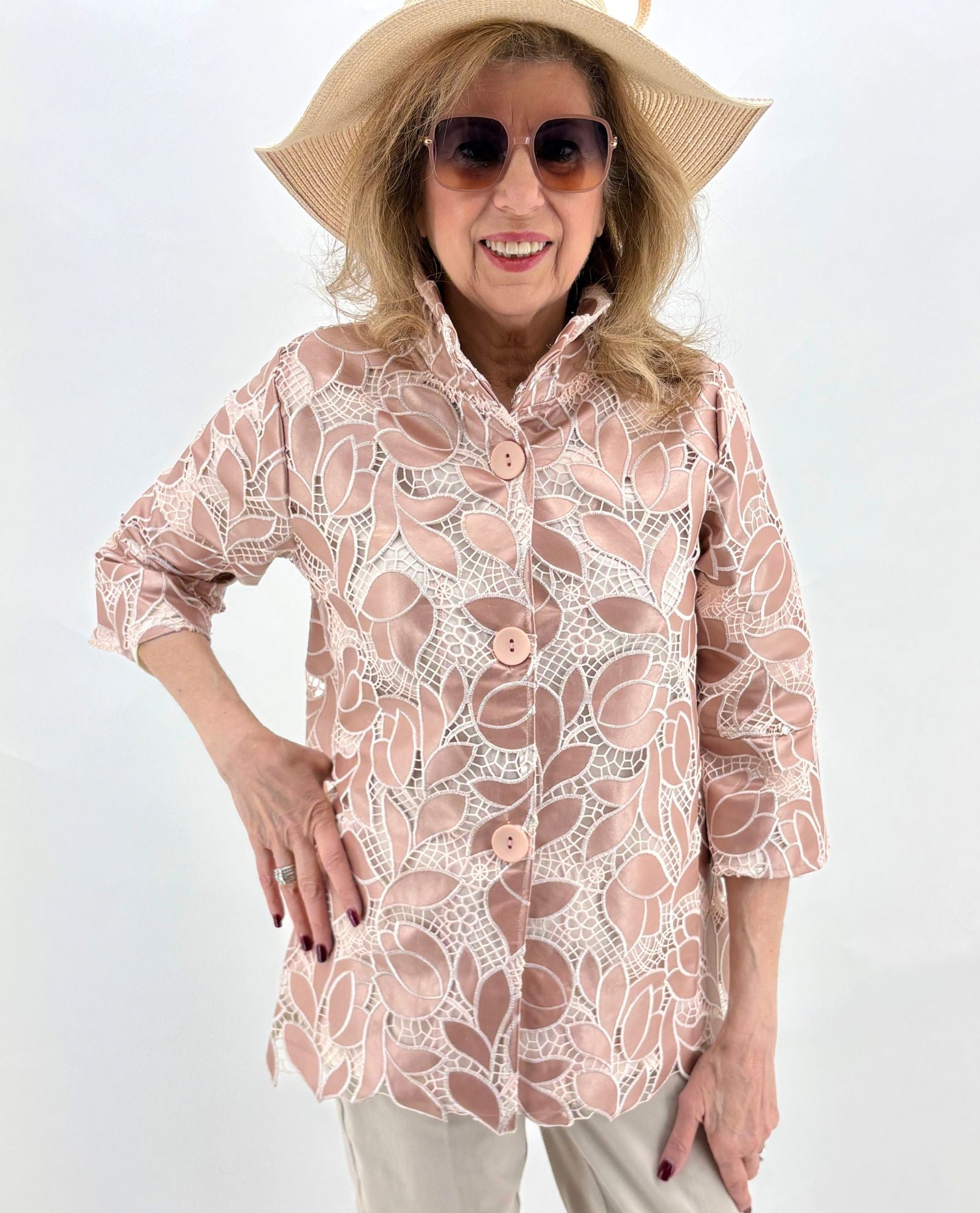 DAMEE 2479 JACKE MIT BLUMIGER FLEDERMAUSSPITZE