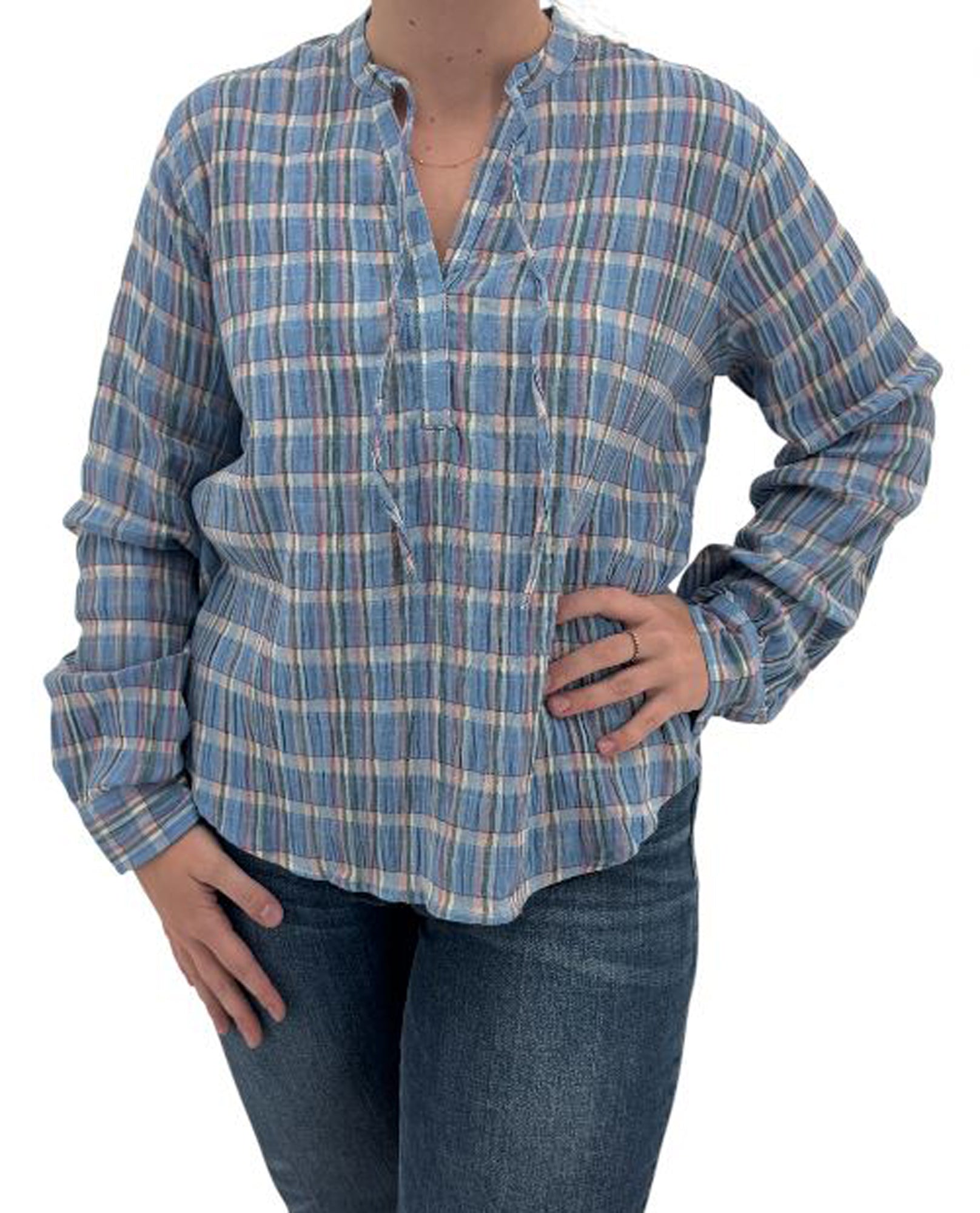 ERIKA ANN-EM5095 PLAID MADISON BLUSE