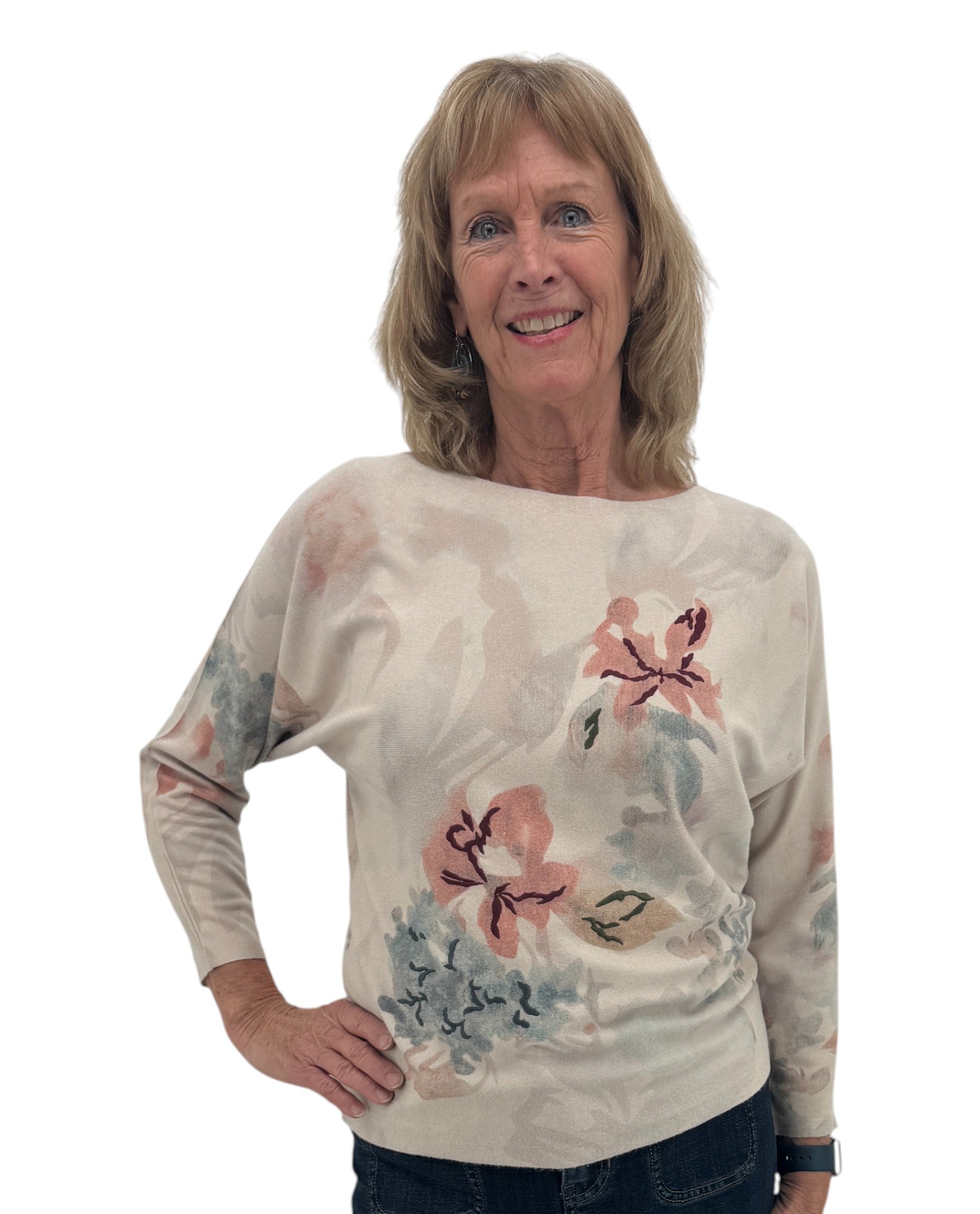 KEREN HART TH-39060 Pullover mit Blumenstickerei