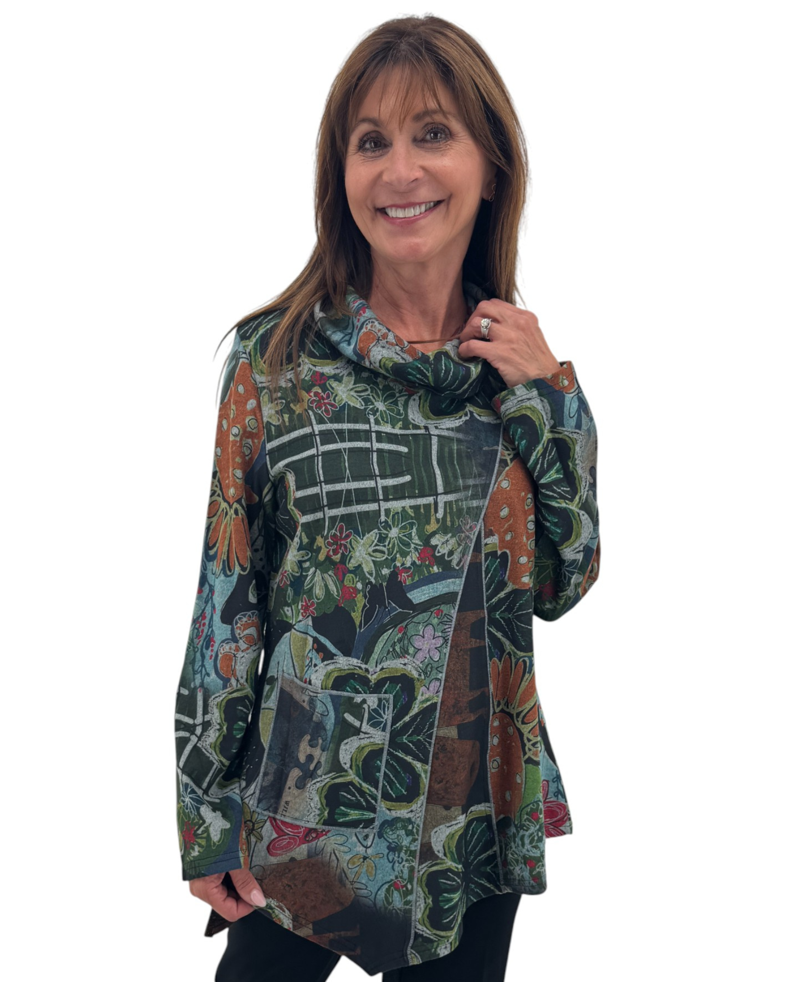 RADZOLI ANN23568 Tunika aus Kunstwildleder mit Diamantschliff